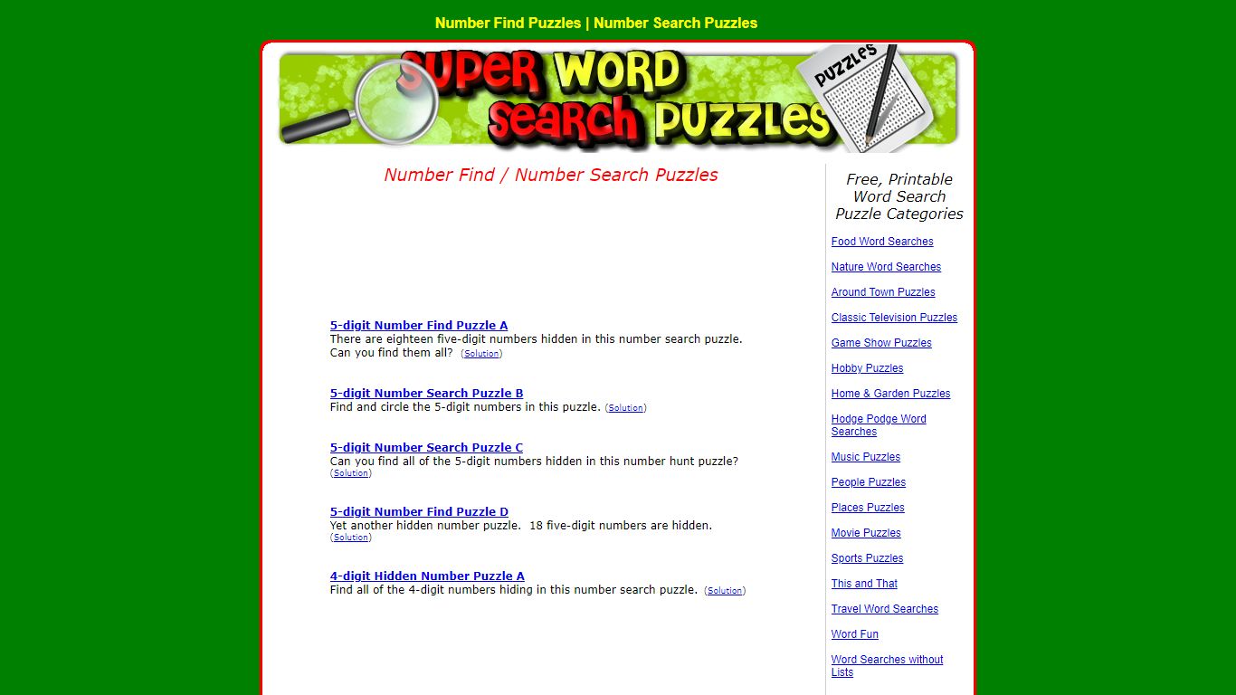 Number Search Puzzles | Number Find Puzzles